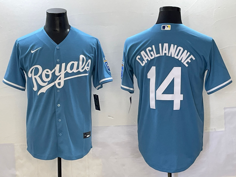 Men's Kansas City Royals Jac Caglianone #14 Light Blue Alternate Jersey